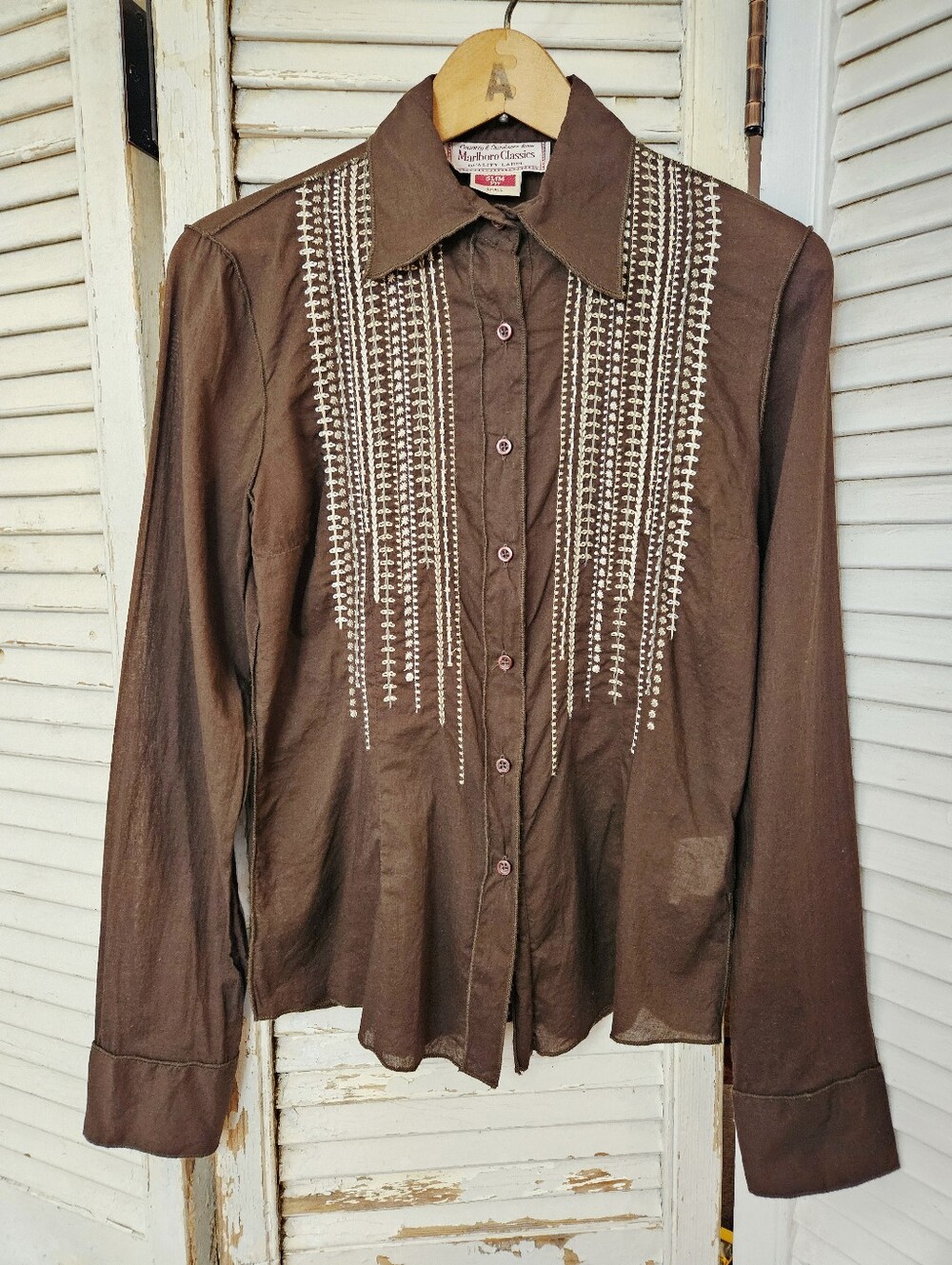 Vintage 90s Marlboro Classics 100% Indian Cotton Western Embroidered Shirt Small